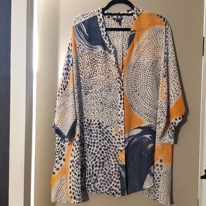 Modern, gauzy button up